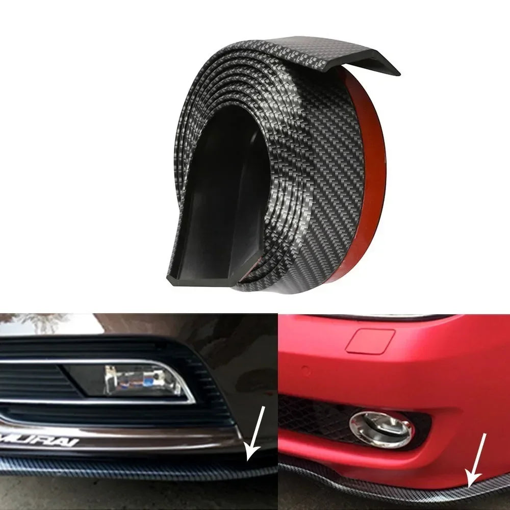 Universal Carbon Fiber Front Bumper Lip Protector Scratch Collision Resistant Easy Screw Installation Premium Look for Car Tools