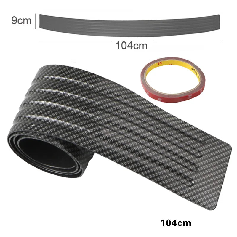 Carbon Fiber Universal Car Trunk Door Guard Strips Sill Plate Protector Rear Bumper Guard Rubber Mouldings Pad Trim Cover Strip