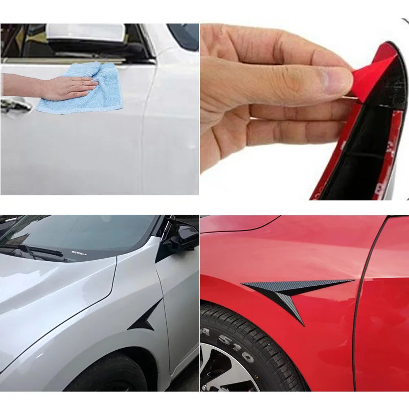 V Shape Universal Fits Car Side Fender Vent Sticker Car Body Decoration Auto Bonnet Air Intake Flow Hood Scoop Cover