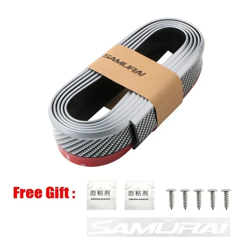 Universal Carbon Fiber Front Bumper Lip Protector Scratch Collision Resistant Easy Screw Installation Premium Look for Car Tools