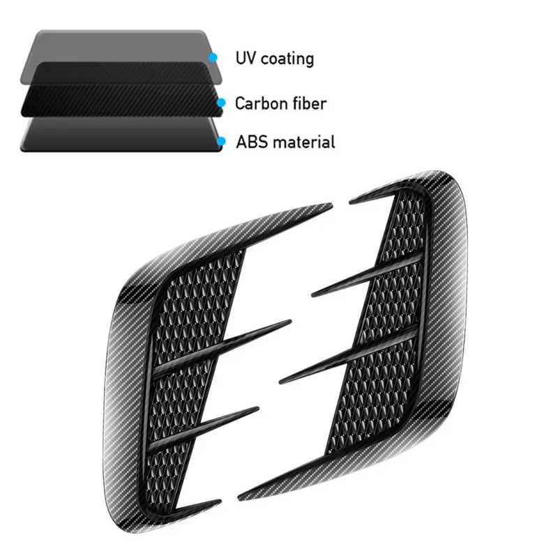 Multifunction Carbon fiber Car Fender Trim Car Sticker Shark Gills Simulation Exhaust Side Intake Hood Body Sticker Accessories