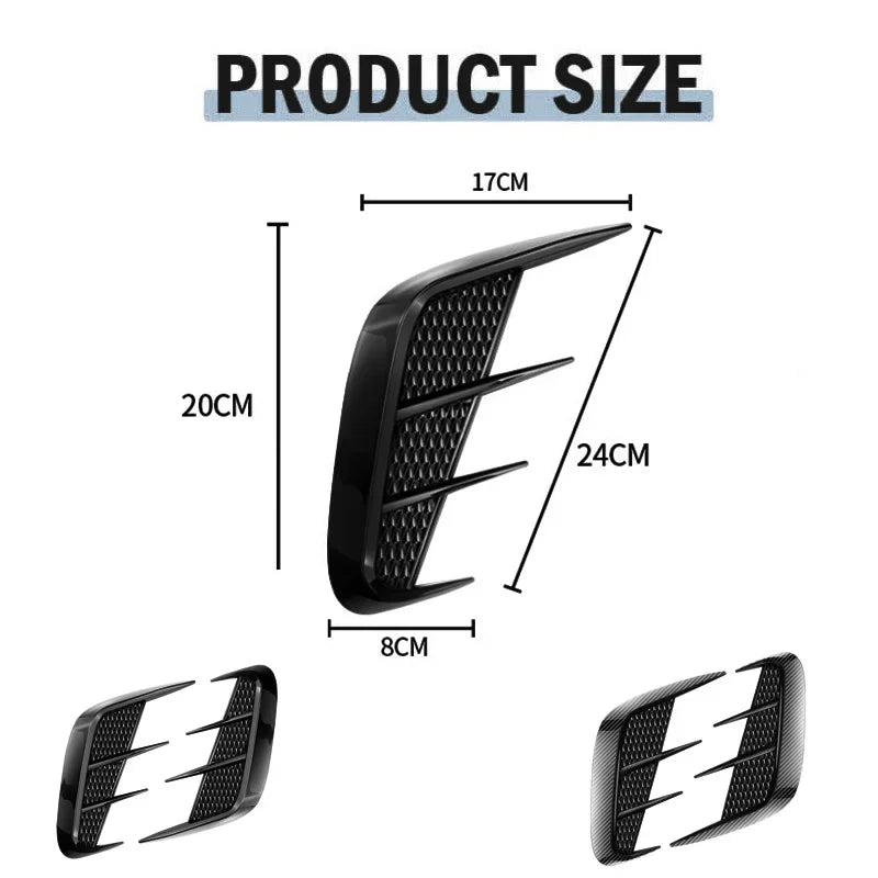 Multifunction Carbon fiber Car Fender Trim Car Sticker Shark Gills Simulation Exhaust Side Intake Hood Body Sticker Accessories