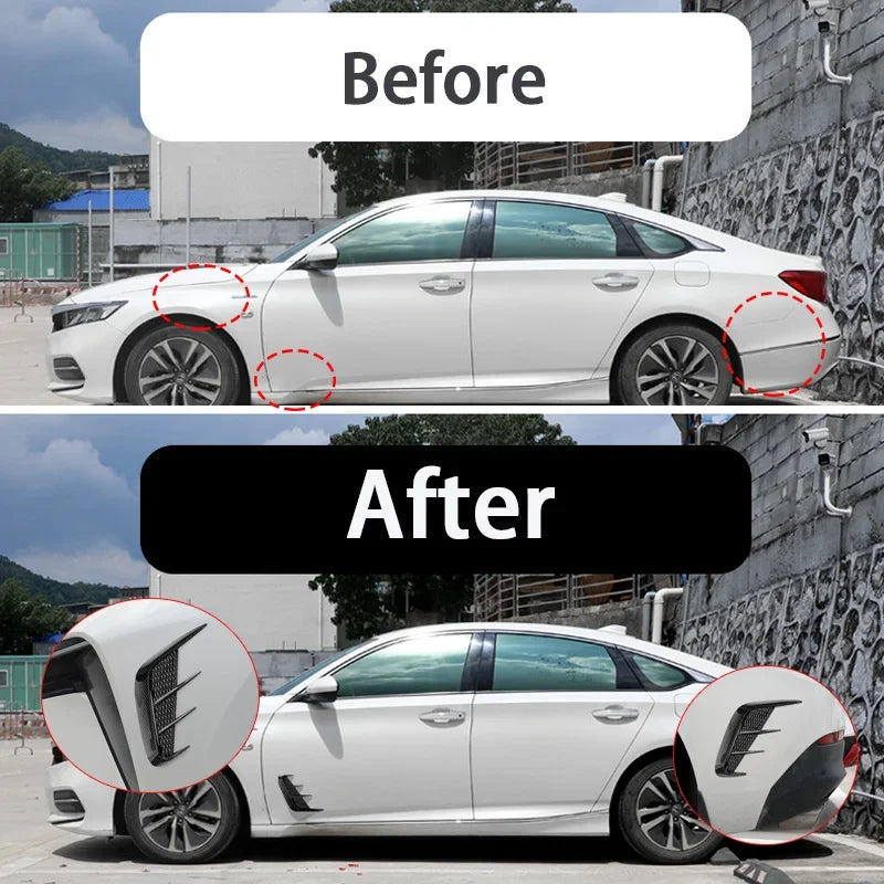 Multifunction Carbon fiber Car Fender Trim Car Sticker Shark Gills Simulation Exhaust Side Intake Hood Body Sticker Accessories